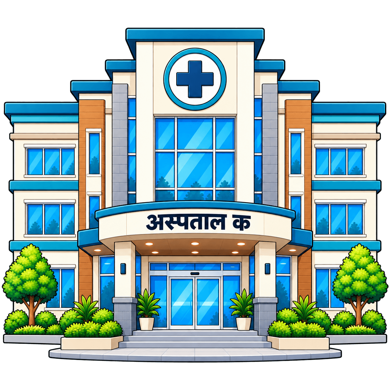 Hospital A, a building with a sign reading अस्पताल क